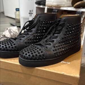 Black Studded High-Top Sneakers